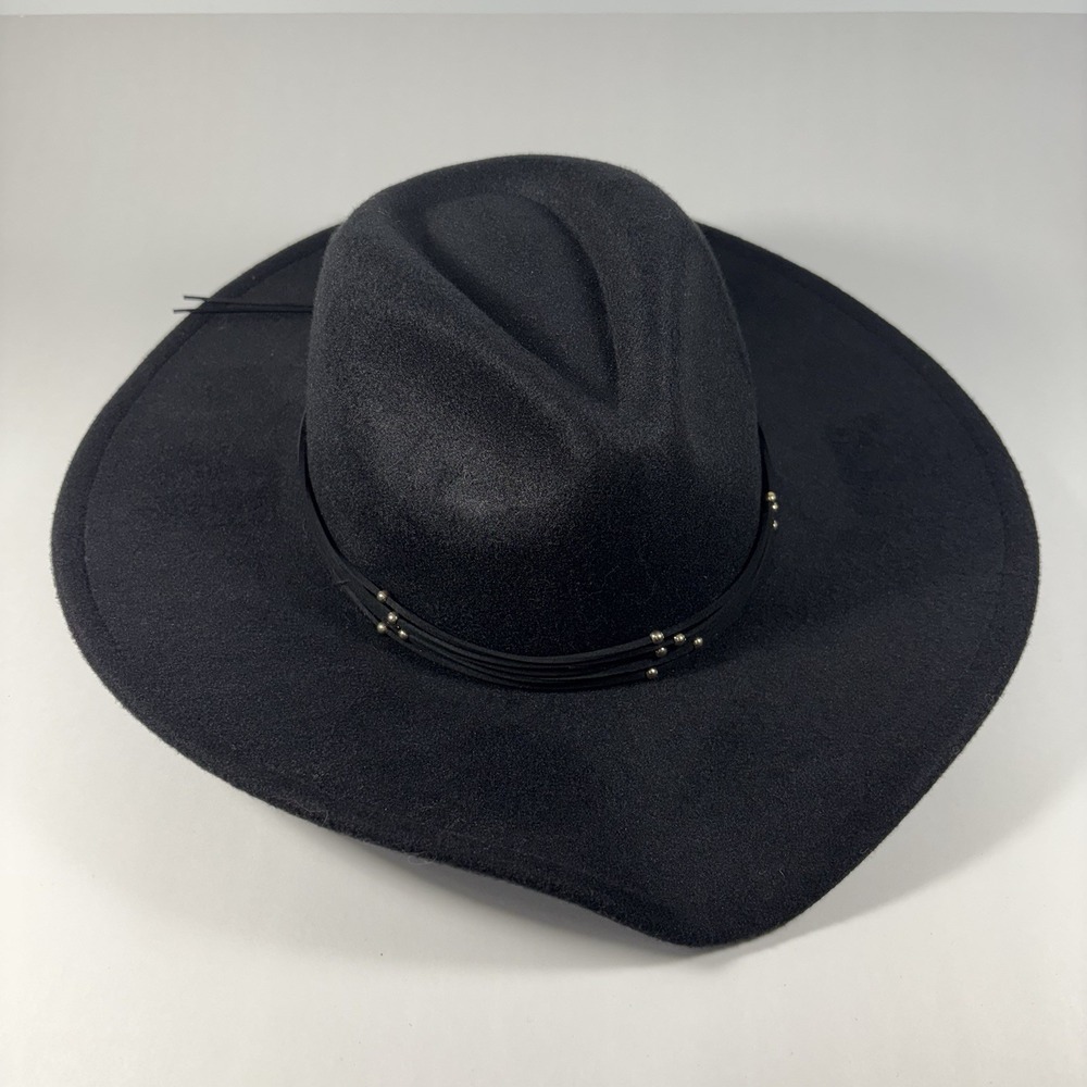 Whit Mountain Cowgirl Western Black Hat One Size‎ Polyester Adjustable